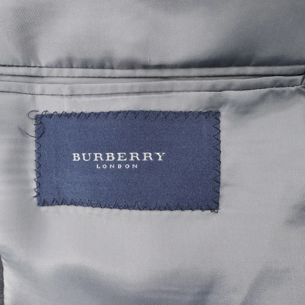 Vintage Burberry London Worsted Wool Pinstripe‎ Blazer Charcoal Grey Mens 44 REG